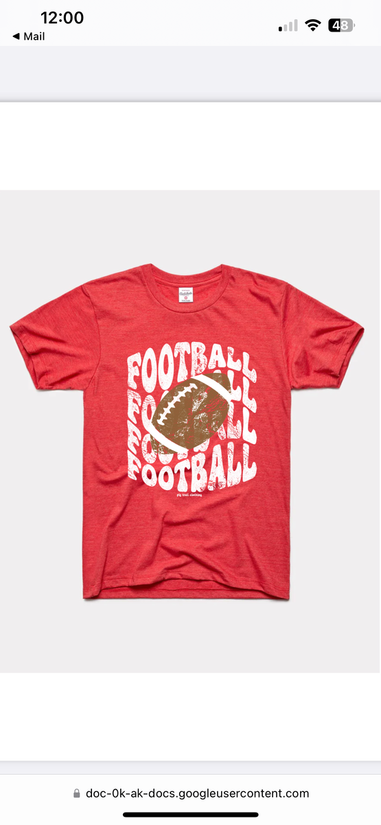 Red American football T-shirt